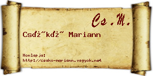 Csákó Mariann névjegykártya
